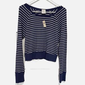 Striped Offline by Aerie Navy and White Lightweight Knit Sweater